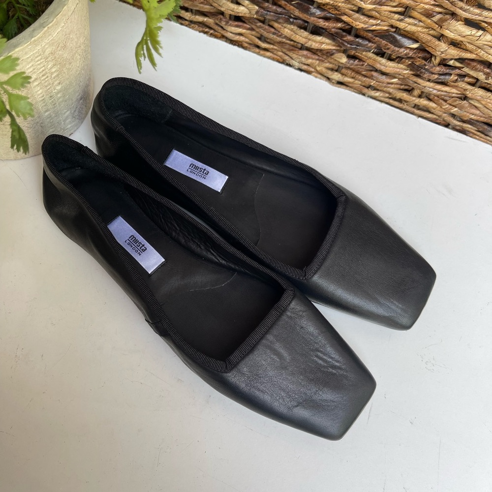 MIISTA LONDON Black Leather flats size 8 women